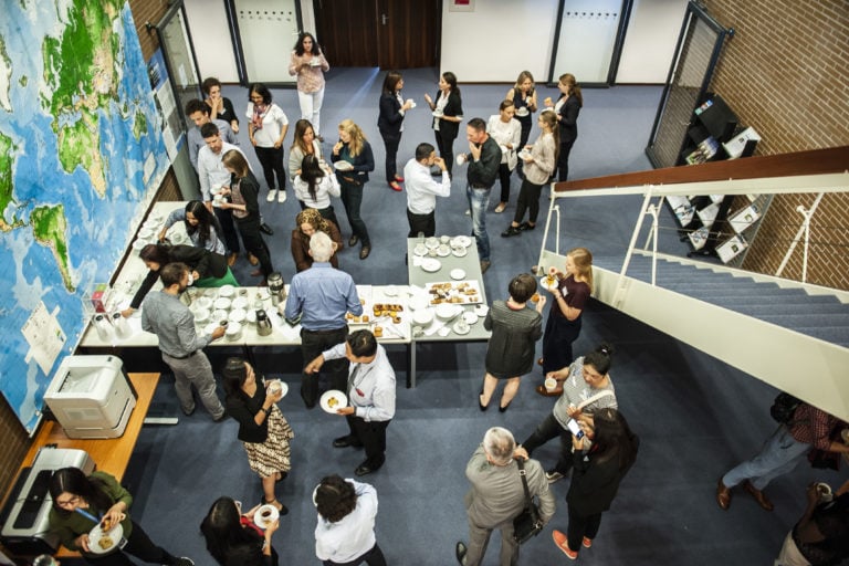 Gathering of people at a buffet